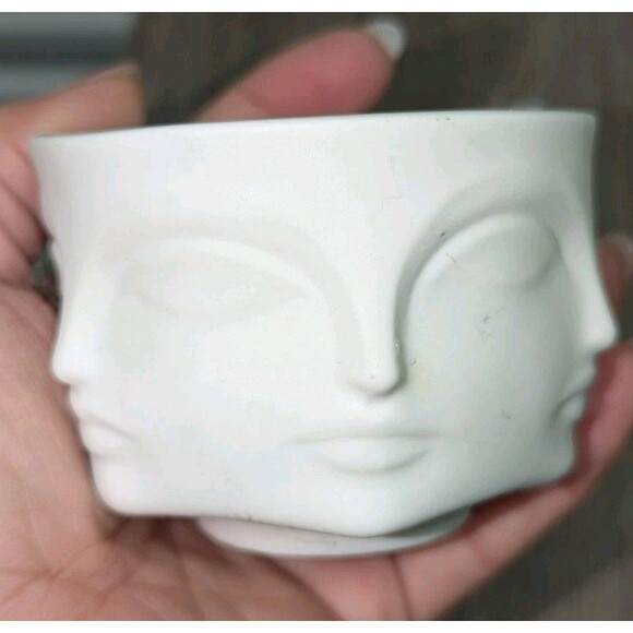 Jonathan Adler Dora Maar Condiment Bowl, White 2.25" Art Deco Faces - Picture 6 of 9